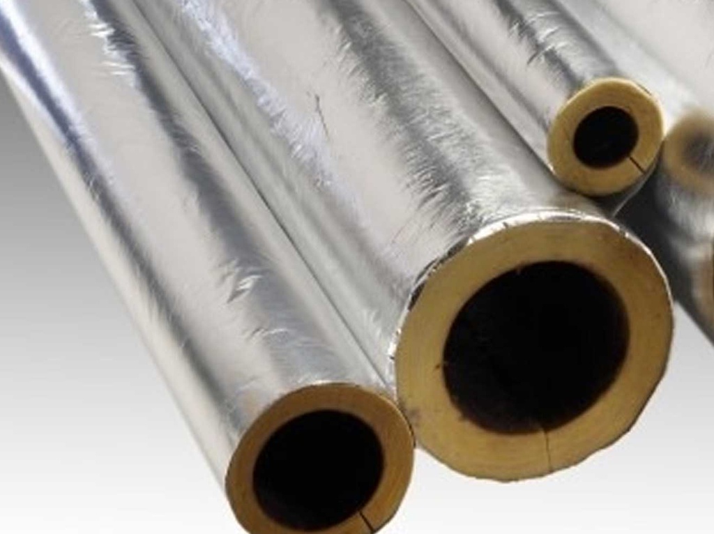 Kimmco Fiberglass Insulation Pipe Section | 40mm Thick | Density 64kg/m³ | 1.2m With FSK