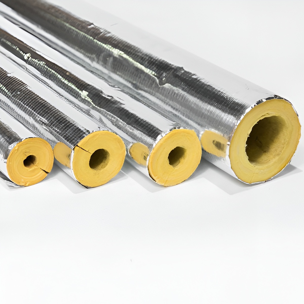 Kimmco Fiberglass Insulation Pipe Section | 40mm Thick | Density 64kg/m³ | 1.2m With FSK