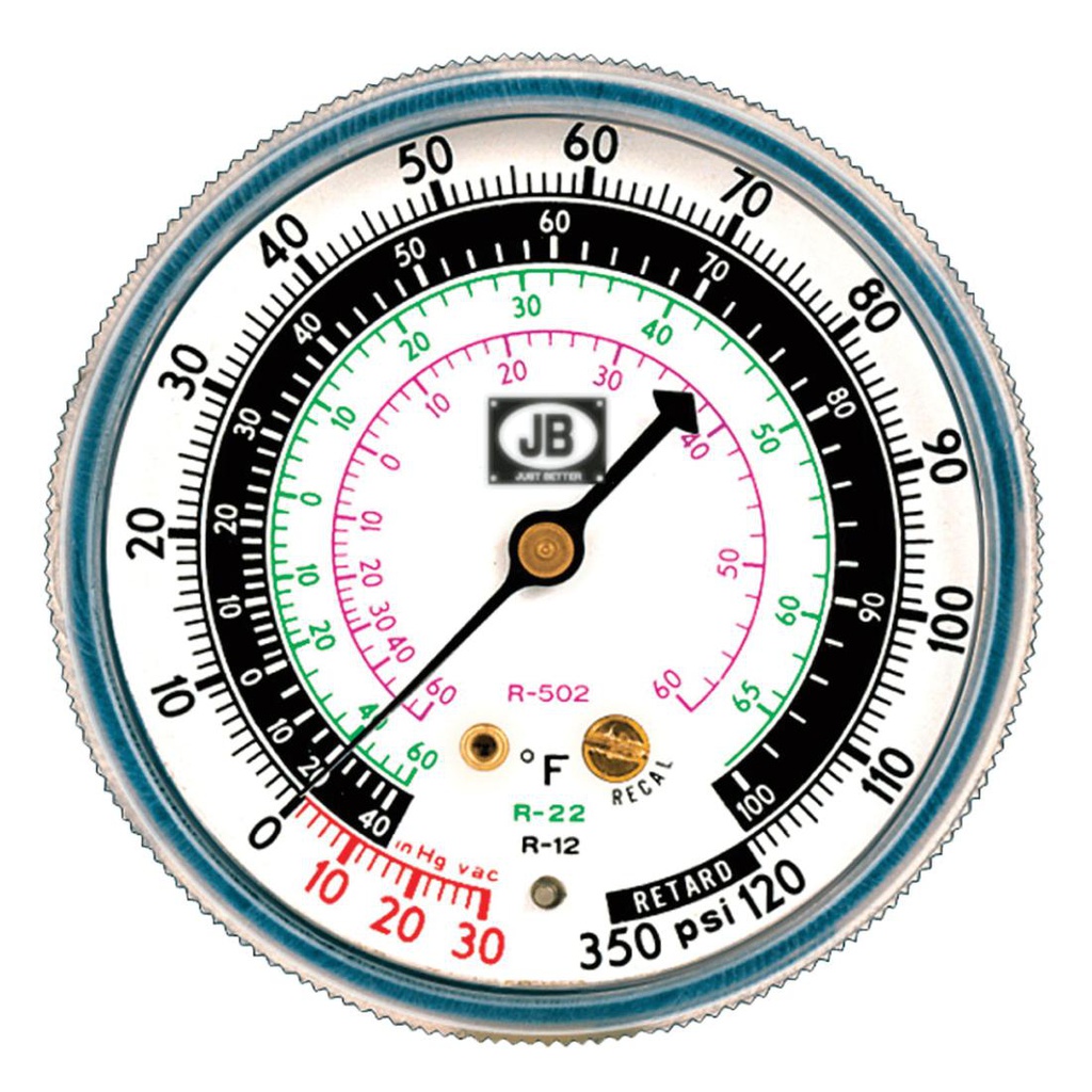 JB M2-250 Compound Gauge W/Scale | 2.5&quot; Dial, Low-side gauge for HVAC