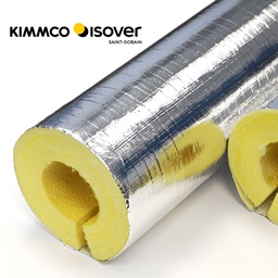 Kimmco Fiberglass Insulation Pipe Section | 25mm Thick | Density 64kg/m³ | 1.2m With FSK