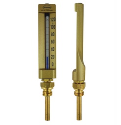 [30100324] Brannan VT010 Straight V-Line Thermometer | 0–100°C/°F | 150 x 35mm case | 100mm Pocket | Made in UK
