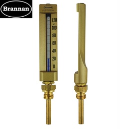 [30100324] Brannan VT010 Straight V-Line Thermometer | 0–100°C/°F | 150 x 35mm case | 100mm Pocket | Made in UK